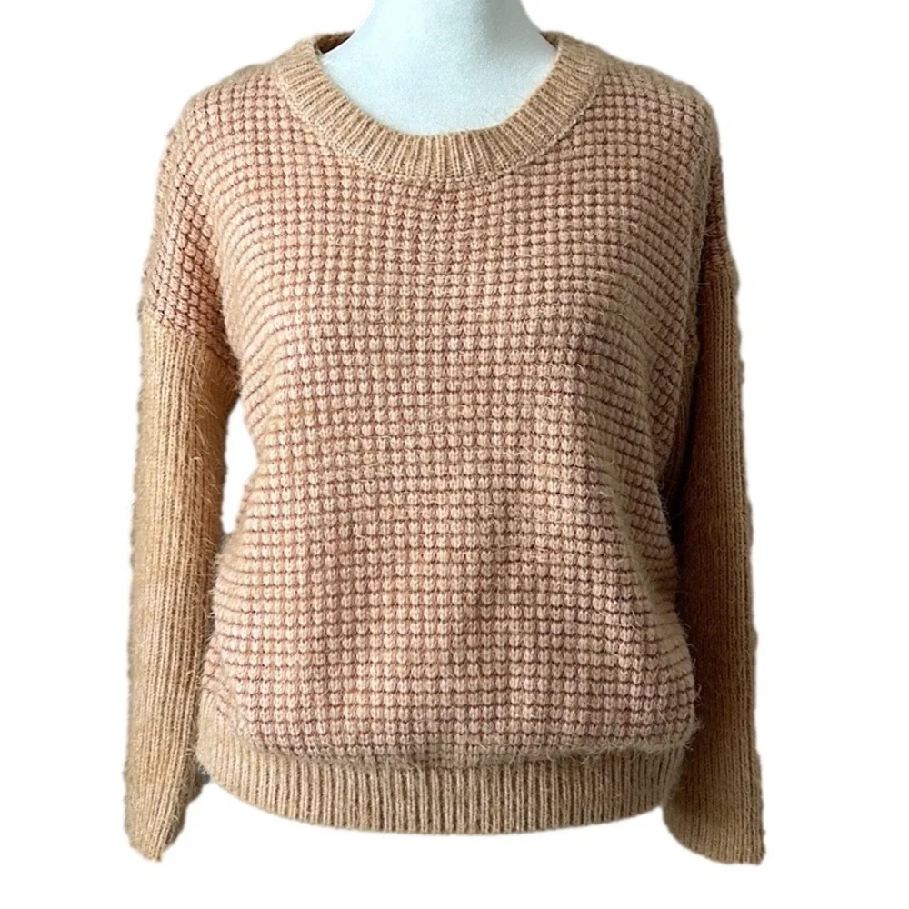 Sage The Label Fuzzy Sweater Peach Blush Beige Tan Size XS Extra Small